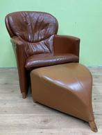 Leolux Excalibur fauteuil met voetenbank, Ophalen, Gebruikt, Leer, 75 tot 100 cm