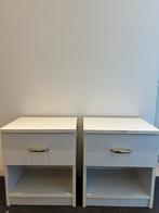 2 IKEA Nachtkastjes met Gouden Handgrepen, Gebruikt, Minder dan 45 cm, Ophalen of Verzenden, Minder dan 55 cm