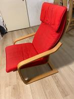 IKEA Poang stoel + voetbank, Huis en Inrichting, Stoelen, Gebruikt, Eén, Ophalen, Rood