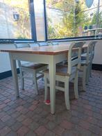 Eethoek eikenhout met 6 stoelen, Ophalen, Gebruikt, Eikenhout, 200 cm of meer