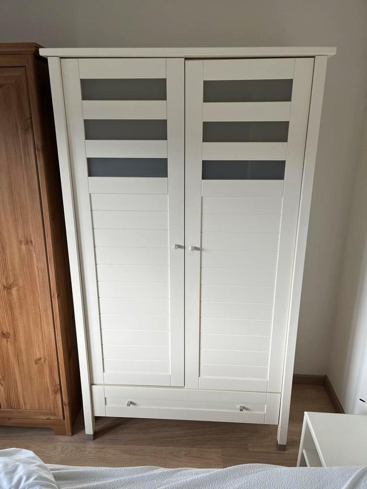 Witte Kledingkast met Deuren en Lade, Huis en Inrichting, Kasten | Kledingkasten, Zo goed als nieuw, 150 tot 200 cm, 50 tot 100 cm