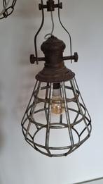 Stoere hanglamp draadkooi - Bosrand roestig metaal kooilamp, Huis en Inrichting, Lampen | Hanglampen, Gebruikt, Ophalen of Verzenden