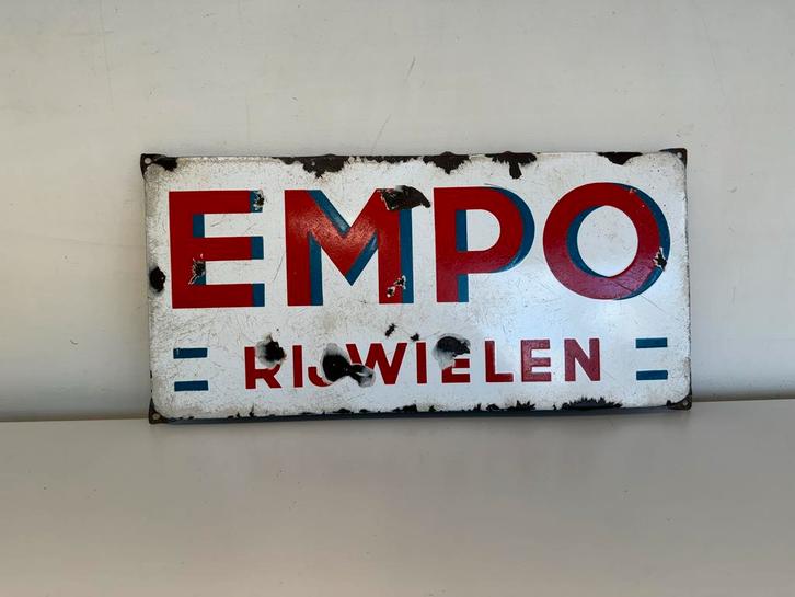 Oud EMPO RiJwielen Emaille Reclamebord, Antiek en Kunst, Antiek | Emaille, Ophalen