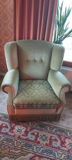 Vintage groene velvet stoel 1 of 2, Ophalen, Zo goed als nieuw