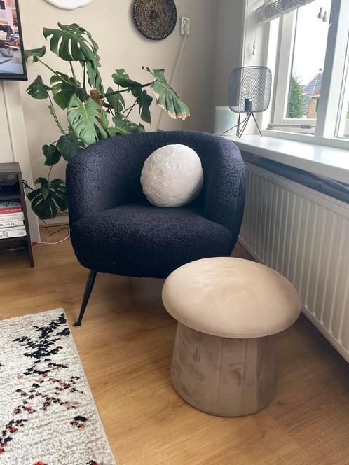 Ronde teddy fauteuil (zwart), Huis en Inrichting, Fauteuils, Gebruikt, Metaal, Stof, 50 tot 75 cm, Minder dan 75 cm, Ophalen
