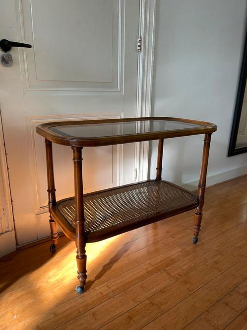 Antiek serveer wagen tafel kast rotan glas glasplaat, Antiek en Kunst, Antiek | Meubels | Tafels, Ophalen