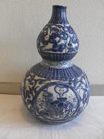 antieke chinese kalebas vaas blauw wit gemerkt, Verzenden