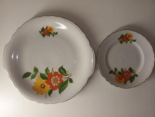 Brocante vintage "Monopoli" Italia porselein gebaksset, 1+12, Antiek en Kunst, Antiek | Servies compleet, Ophalen of Verzenden