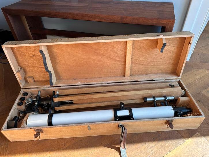 Polarex Telescoop 60mm - Jaren '60 Klassieker!, Audio, Tv en Foto, Optische apparatuur | Telescopen, Gebruikt, Lenzentelescoop (refractor)