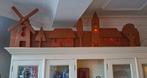 🪵 Prachtig Handwerk 🪵Vintage Muurdecoratie Kerk Huis Molen, Zo goed als nieuw, Ophalen