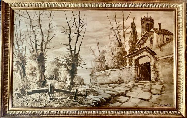 Rupit, het mooiste Catalaanse dorp - A. Clota Gras (1928), Antiek en Kunst, Kunst | Schilderijen | Klassiek, Ophalen of Verzenden