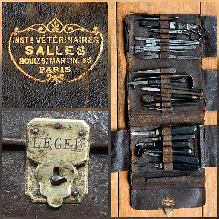 Antiek medisch dierenarts chirurgische instrumente reis etui, Antiek en Kunst, Antiek | Gereedschap en Instrumenten, Verzenden