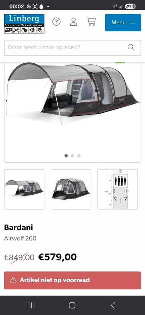 2 Bardani opblaastenten, Caravans en Kamperen, Tenten, tot en met 6, Zo goed als nieuw, Ophalen of Verzenden