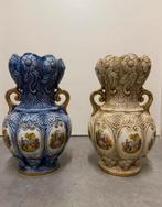 Antieke Italiaanse Vazen Set - Blauw & Beige Decoratie, Antiek en Kunst, Antiek | Vazen, Ophalen of Verzenden