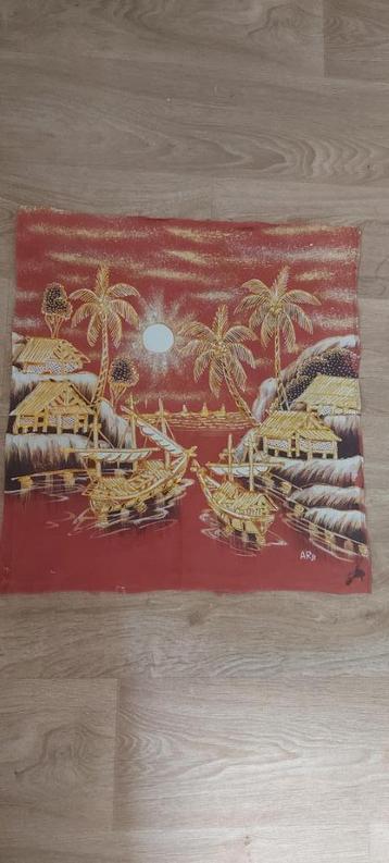 schilderij batik uit Indonesie 50 bij 50 centimeter fraai  beschikbaar voor biedingen