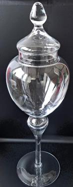 Grote glazen vaas op voet 58 cm met deksel, Ophalen, Overige kleuren, 50 tot 75 cm, Glas