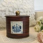 Retro blikje met houtnerf motief, Verzamelen, Ophalen of Verzenden, Gebruikt, Overige, Overige merken