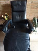 Relaxstoel fauteuil elektrisch verstelbaar zwart leder, Ophalen, Zo goed als nieuw
