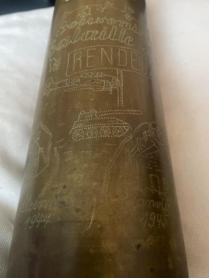 Antieke 25PR II Huls - Souvenir Bataille Rendeux 1944-45, Verzamelen, Militaria | Tweede Wereldoorlog, Landmacht, Hulzen of Bodemvondsten