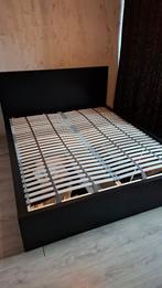 Bed zwartbruin Ikea Malm 160x200, Huis en Inrichting, Ophalen, Zwart, Tweepersoons, Zo goed als nieuw
