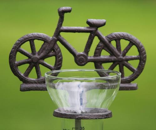 metalen regenmeter met gietijzeren fiets donkerbruin RM159, Tuin en Terras, Tuinstekers, Nieuw, Ophalen of Verzenden