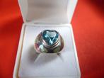 Prachtige Handgemaakte Zilveren Ring met Helder Blauw Hart, Sieraden, Tassen en Uiterlijk, Antieke sieraden, Verzenden, Zilver