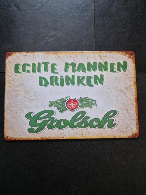 Grolsch Wandbord - Echte Mannen Drinken - Nieuw, Verzamelen, Merken en Reclamevoorwerpen, Nieuw, Ophalen of Verzenden