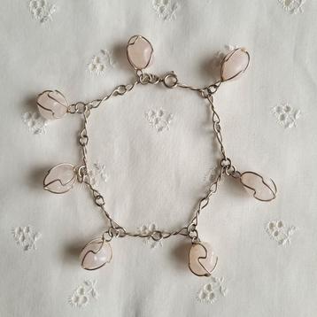 Rozenkwarts edelsteen enkelbandje armband  beschikbaar voor biedingen