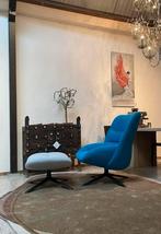 SALE Leolux Hilco draai-relaxfauteuil met poef nw €4100, Huis en Inrichting, Fauteuils, Ophalen, Nieuw, Stof