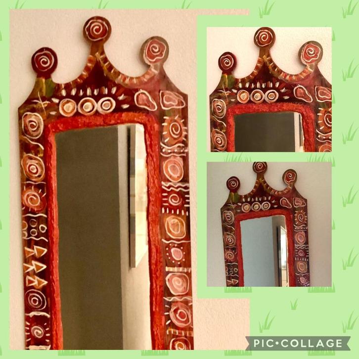 Spiegel, passpiegel, langwerpig, rode rand, 40 x 108 cm., Huis en Inrichting, Woonaccessoires | Spiegels, Minder dan 50 cm, 150 tot 200 cm