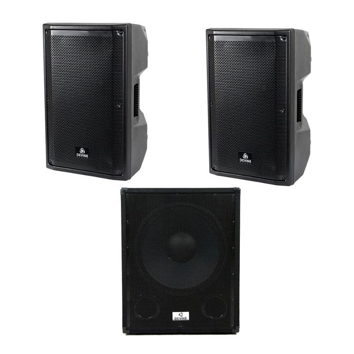 SALE! Devine Sub 18 inch + Top 12 inch Speaker Set New + BTW, Audio, Tv en Foto, Luidsprekers, Nieuw, Subwoofer, 120 watt of meer