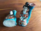 Antieke Japanse Geisha Kandelaars (Set van 2), Ophalen of Verzenden, Keramiek of Aardewerk