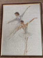 Geborduurd op linnen ballerina & balletdanser vintage, Hobby en Vrije tijd, Borduren en Borduurmachines, Ophalen of Verzenden