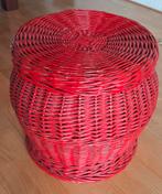 Vintage grote donkerrode mand met deksel, Huis en Inrichting, Woonaccessoires | Schalen en Manden, Ophalen, Gebruikt, Mand, Rond