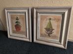 Twee leuke schilderijen, Huis en Inrichting, Woonaccessoires | Lijsten, Ophalen, Gebruikt, Hout, Minder dan 50 cm