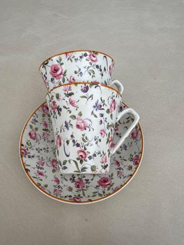 Antieke A. Ford & Co Kop en Schotel Sets (2x) Bloemenmotief  beschikbaar voor biedingen