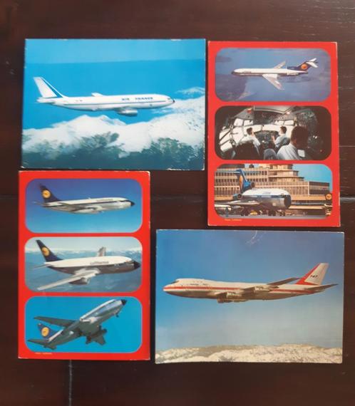 4x Ansichtkaarten met Vliegtuigen, Verzamelen, Luchtvaart en Vliegtuigspotten, Gebruikt, Ophalen of Verzenden