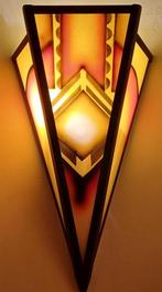 2 Art deco glazen wand lampen, Huis en Inrichting, Ophalen of Verzenden, Gebruikt
