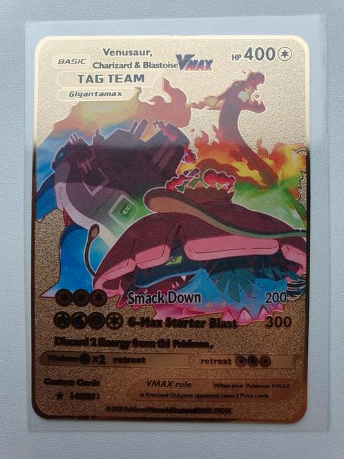 Charizard Venusaur Blastoise VMax Tag Team Pokémon Metal, Hobby en Vrije tijd, Verzamelkaartspellen | Pokémon, Ophalen of Verzenden