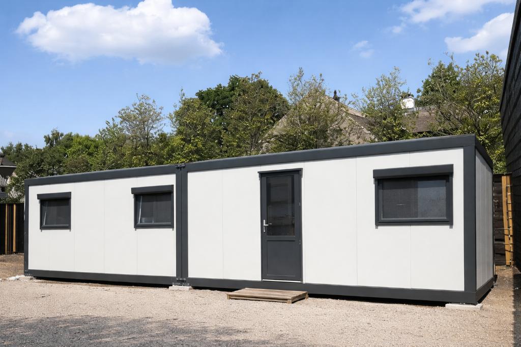 woonunit 12 x 3 meter , direct leverbaar!, Doe-het-zelf en Verbouw, Bouwketen en Schaftketen, Ophalen of Verzenden, Nieuw