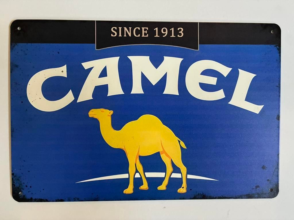camel Metalen wandbord 20 x 30 cm - Vintage mancave retro, Reclamebord, Elspeet, Olt, Nieuw