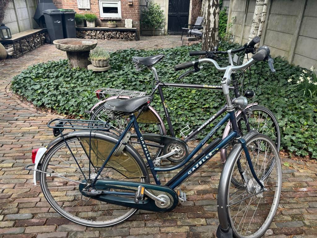 Gazelle dames + Batavus heren fiets  /  Brooks zadels, Fietsen en Brommers, Ophalen, Gebruikt, Versnellingen, Gazelle
