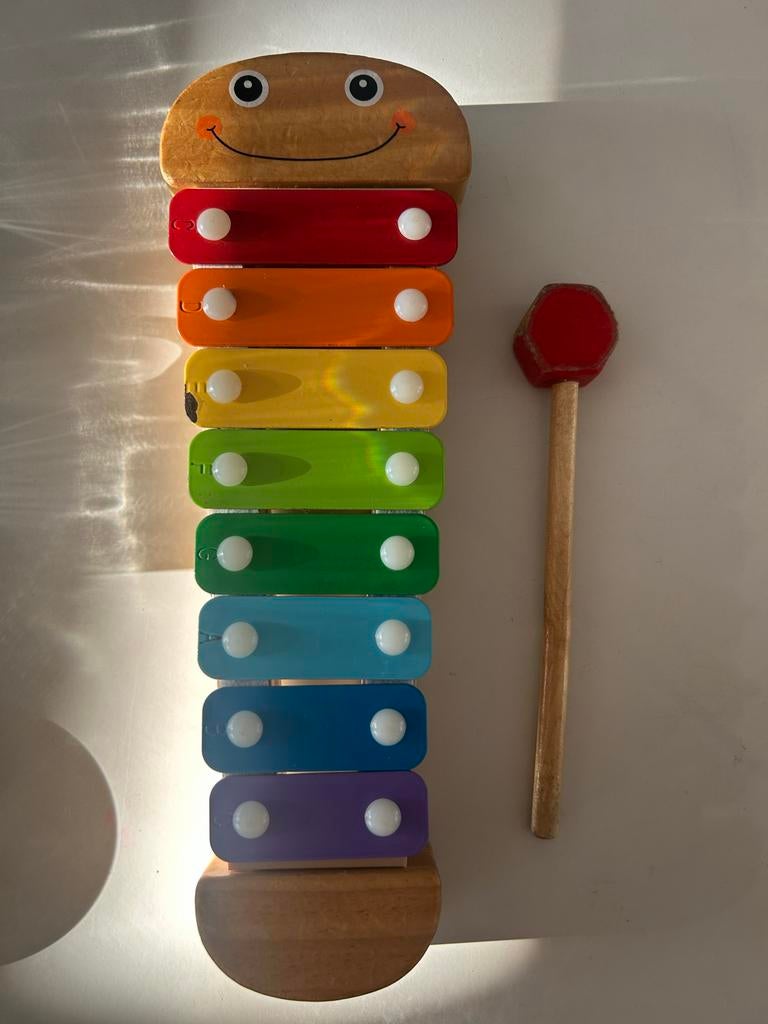 Kleurrijke houten xylofoon met vrolijk gezichtje, Ophalen of Verzenden, Gebruikt, Overige typen
