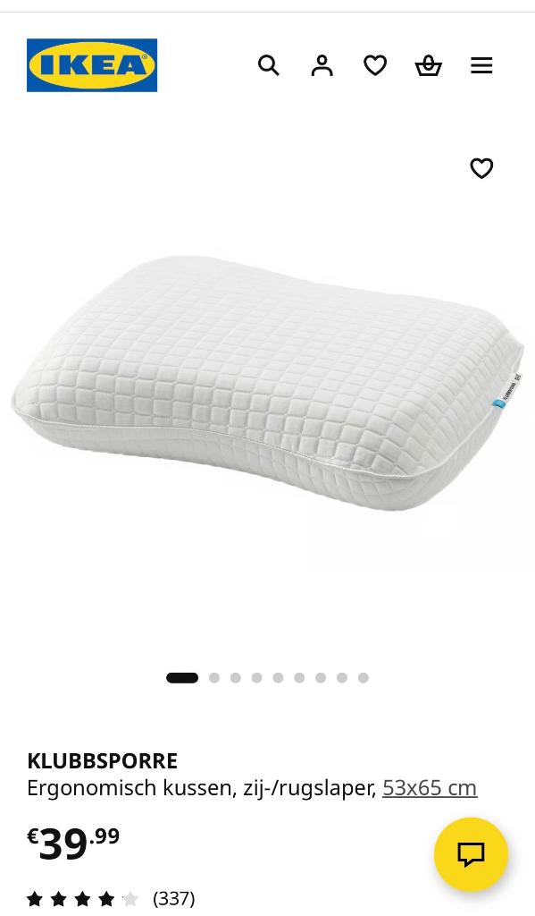 IKEA KLUBBSPORRE Ergonomisch kussen, Ophalen, Eenpersoons, Wit, Zo goed als nieuw