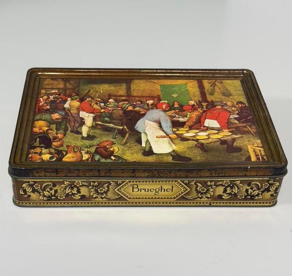 Vintage De Gruyter blikken trommel Brueghel 1953 antiek blik, Verzamelen, Blikken, Ophalen of Verzenden, Zo goed als nieuw