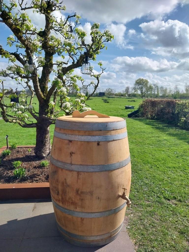 Eikenhouten Wijnvat Regenton  224L, Tuin en Terras, Regentonnen, Hout, 150 liter of meer, Ophalen