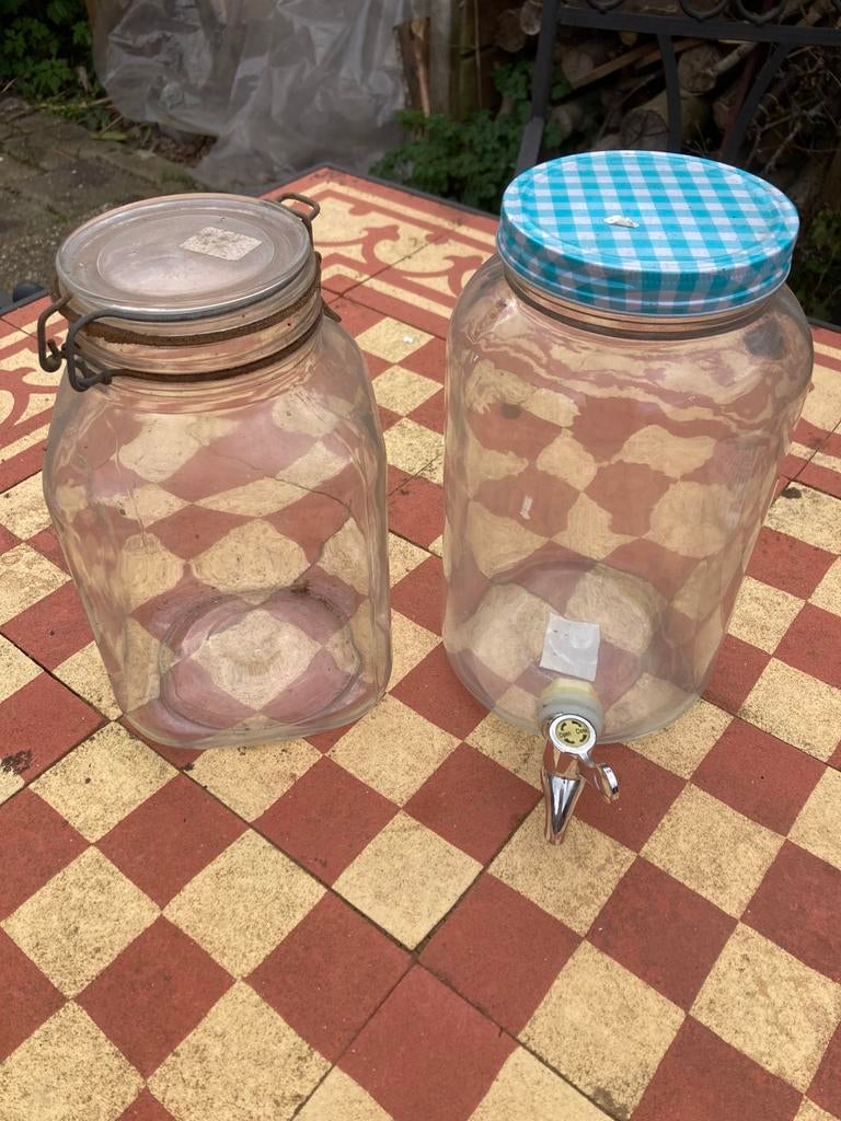 Schenkpot en  2 weckflessen in 1 koop, Ophalen, Gebruikt, Glas, Pot, Bus of Blik