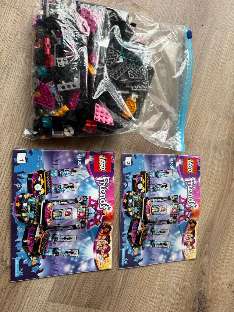 Lego Friends Popster Tourbus 41105 met instructieboekjes, Ophalen of Verzenden, Gebruikt, Complete set, Lego