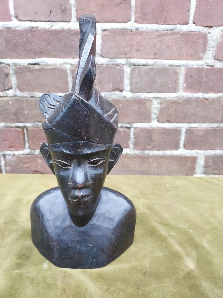 Indisch houten beeld van Javaanse man., Antiek en Kunst, Verzenden
