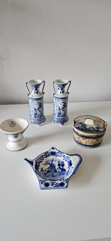 Set van 5 Delfts blauwe voorwerpen, Antiek en Kunst, Antiek | Keramiek en Aardewerk, Ophalen of Verzenden